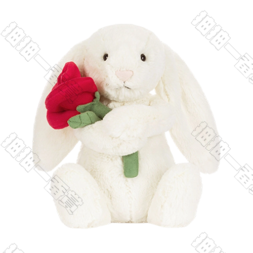 jELLYCAT｜乳白色懷抱玫瑰邦尼兔 毛絨公仔